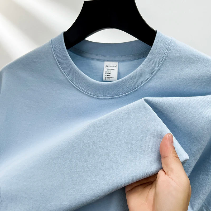 100% Pure Cotton Men’s Short Sleeve T-Shirt – High-End Brand, Breathable, Fashionable Round Neck Summer Top