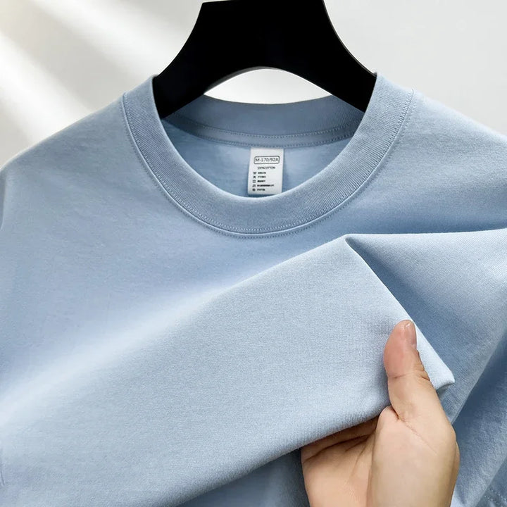 100% Pure Cotton Men’s Short Sleeve T-Shirt – High-End Brand, Breathable, Fashionable Round Neck Summer Top