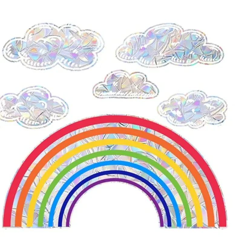 Rainbow Clouds & Sunlight Refraction Window Stickers – Dazzling Glass Display for Home Decoration