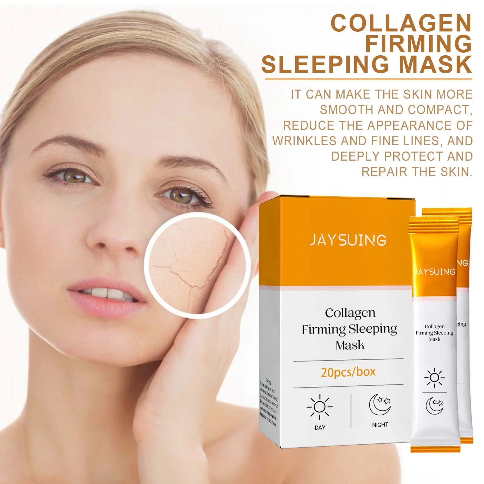 Jaysuing  Collagen moisturizing facial mask reduces facial fine lines, tightens skin, moisturizes skin, and sleeps facial mask