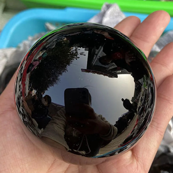 Natural Black Obsidian Sphere – Healing Crystal for Reiki, Feng Shui, and Home Decor (Base Not Included)