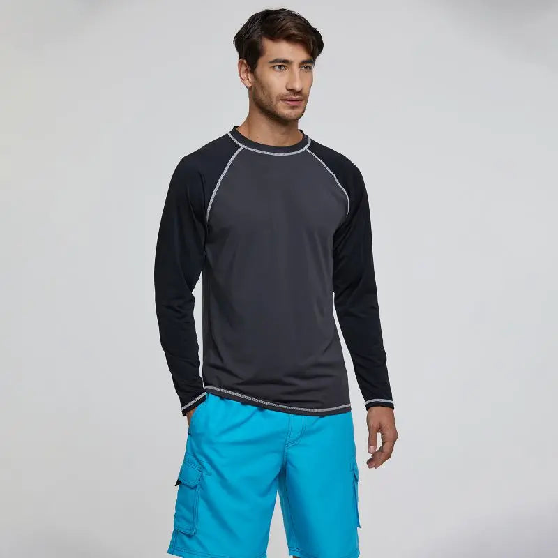Men's UPF 50+ Long Sleeve Shirts Sun Protection SPF/UV Fishing Hiking Running T-Shirts Rashguard Swim Shirts