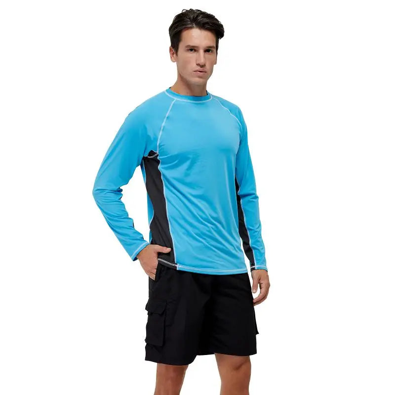 Men's UPF 50+ Long Sleeve Shirts Sun Protection SPF/UV Fishing Hiking Running T-Shirts Rashguard Swim Shirts