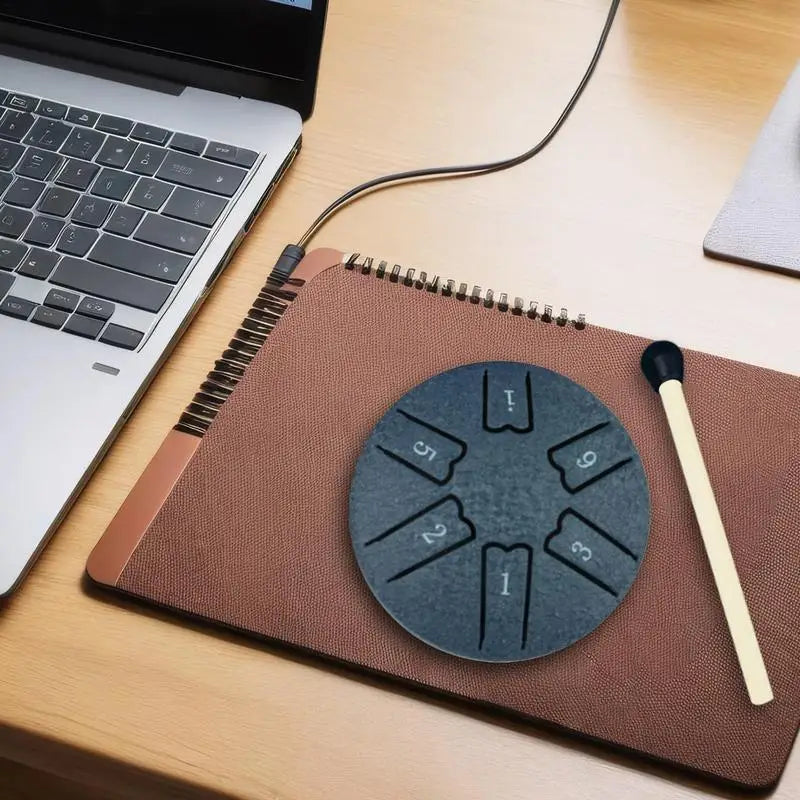 Steel Drum For Kids 6-Note 3-Inch A-Key Tank Drum For Meditation Handpan Drum Percussion Instrument Includes Mallets & Music