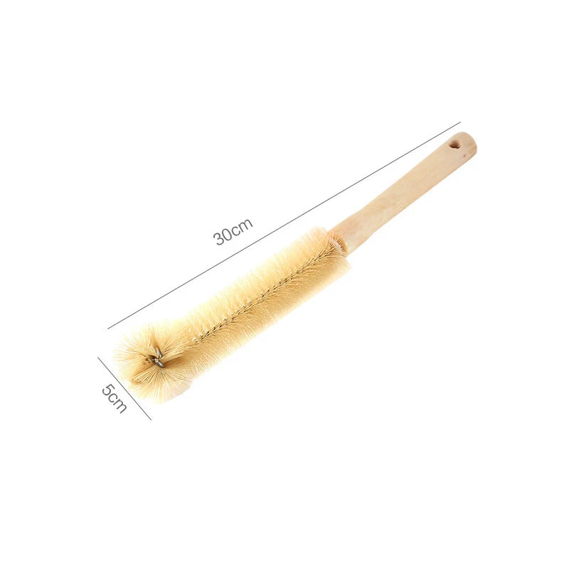 Wooden Bottle Cleaning Brush – Long Handle Glass Scrubber for Drink Bottles and Kitchen Cleaning