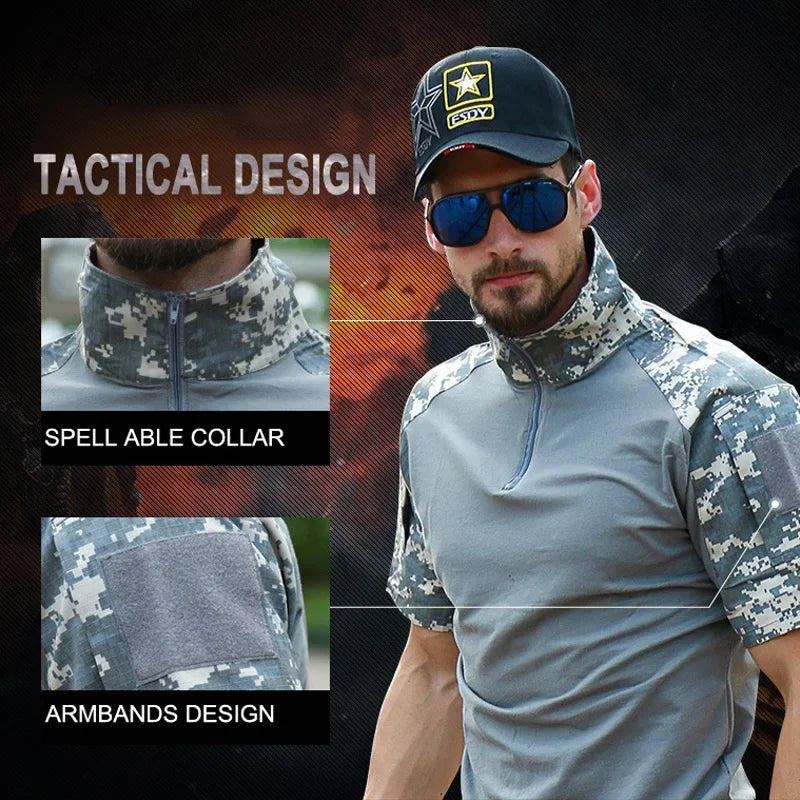 Camouflage Military Tactical Shirt Men's Quick Drying Outdoor Hunting Army Tee