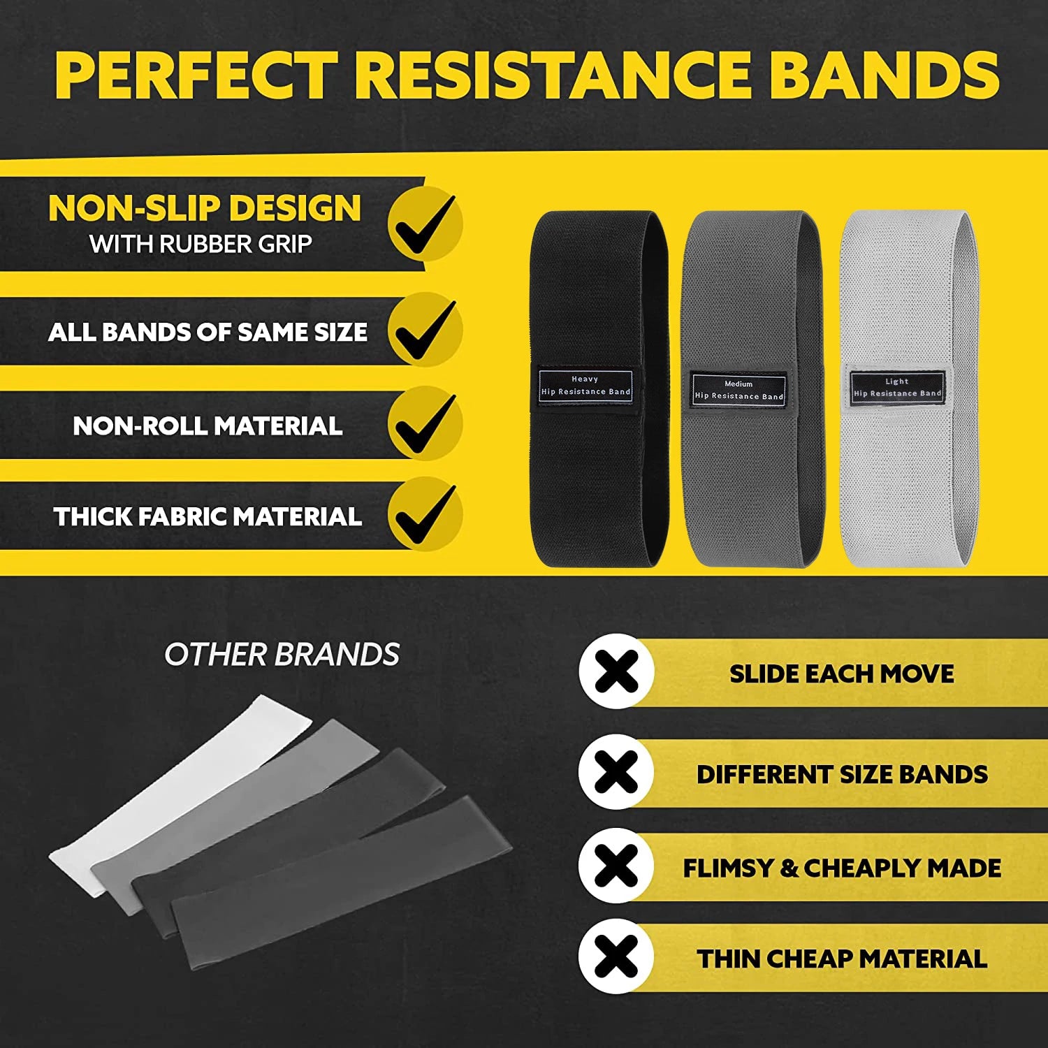 Fabric Resistance Hip & Booty Bands – Elastic Glute, Thigh, and Squat Workout Loops for Home Fitness, Yoga & Gym Training