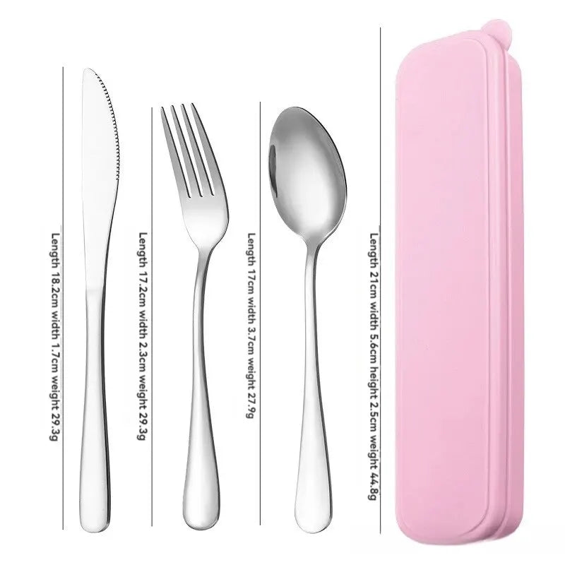 3-Piece 410 Stainless Steel Portable Cutlery Set – Mirror Polished Knife, Fork, and Spoon with Rounded Comfortable Edges