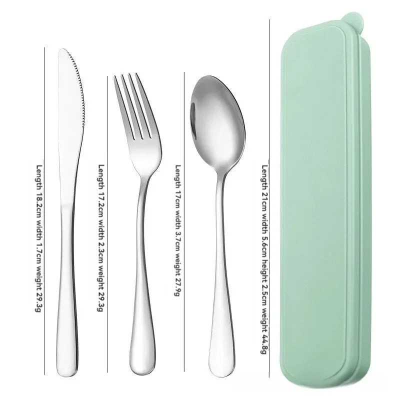 3-Piece 410 Stainless Steel Portable Cutlery Set – Mirror Polished Knife, Fork, and Spoon with Rounded Comfortable Edges