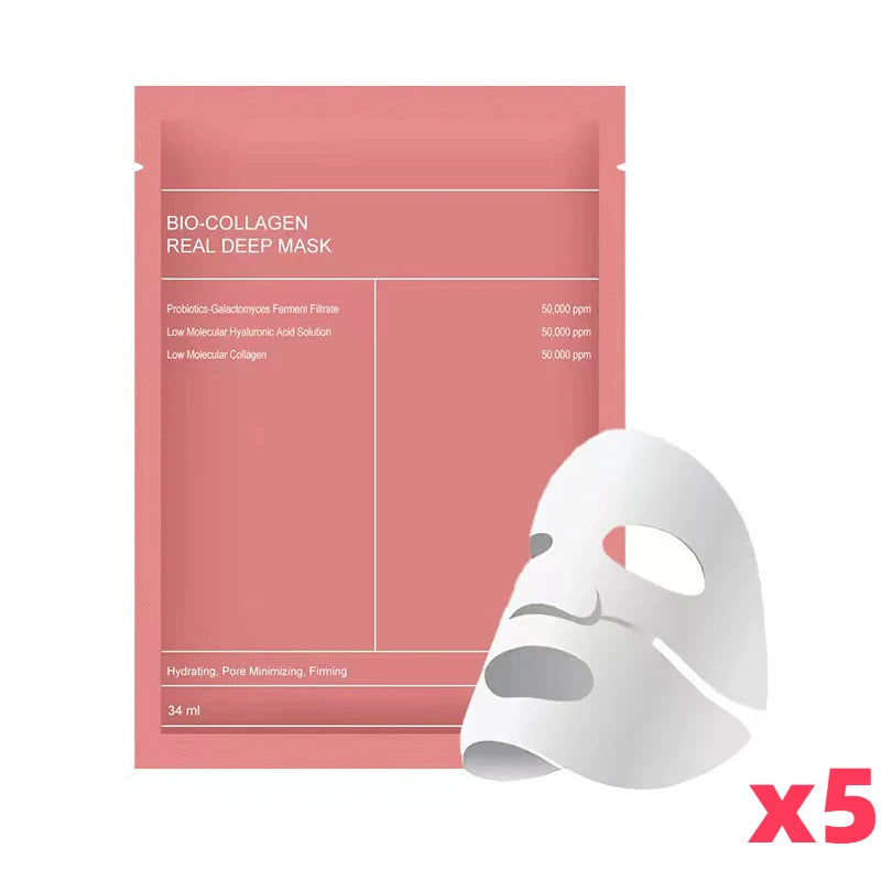 5/10/20PCS Bio Collagen Face Mask – Deep Hydrating, Pore Tightening, Brightening & Moisturizing Overnight Skin Care