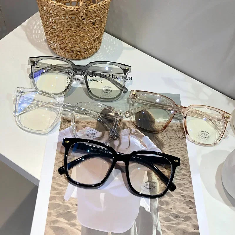Light Frame Anti-Blue Light Glasses – Transparent Black Square Eyewear for Women and Men