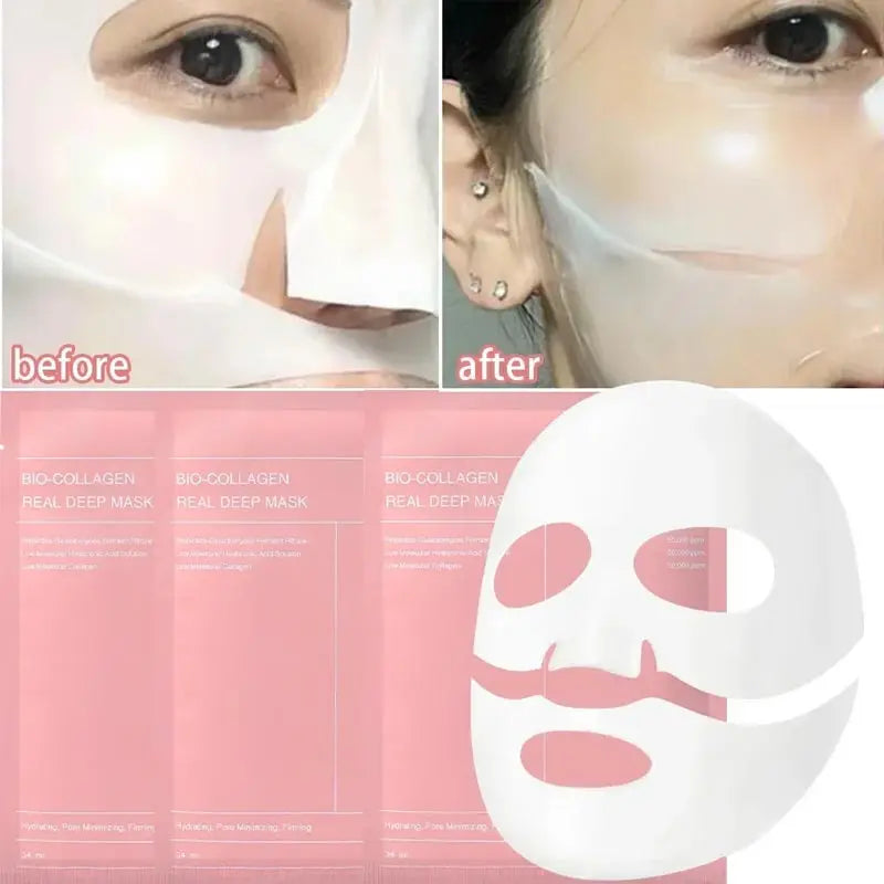 5/10/20PCS Bio Collagen Face Mask – Deep Hydrating, Pore Tightening, Brightening & Moisturizing Overnight Skin Care