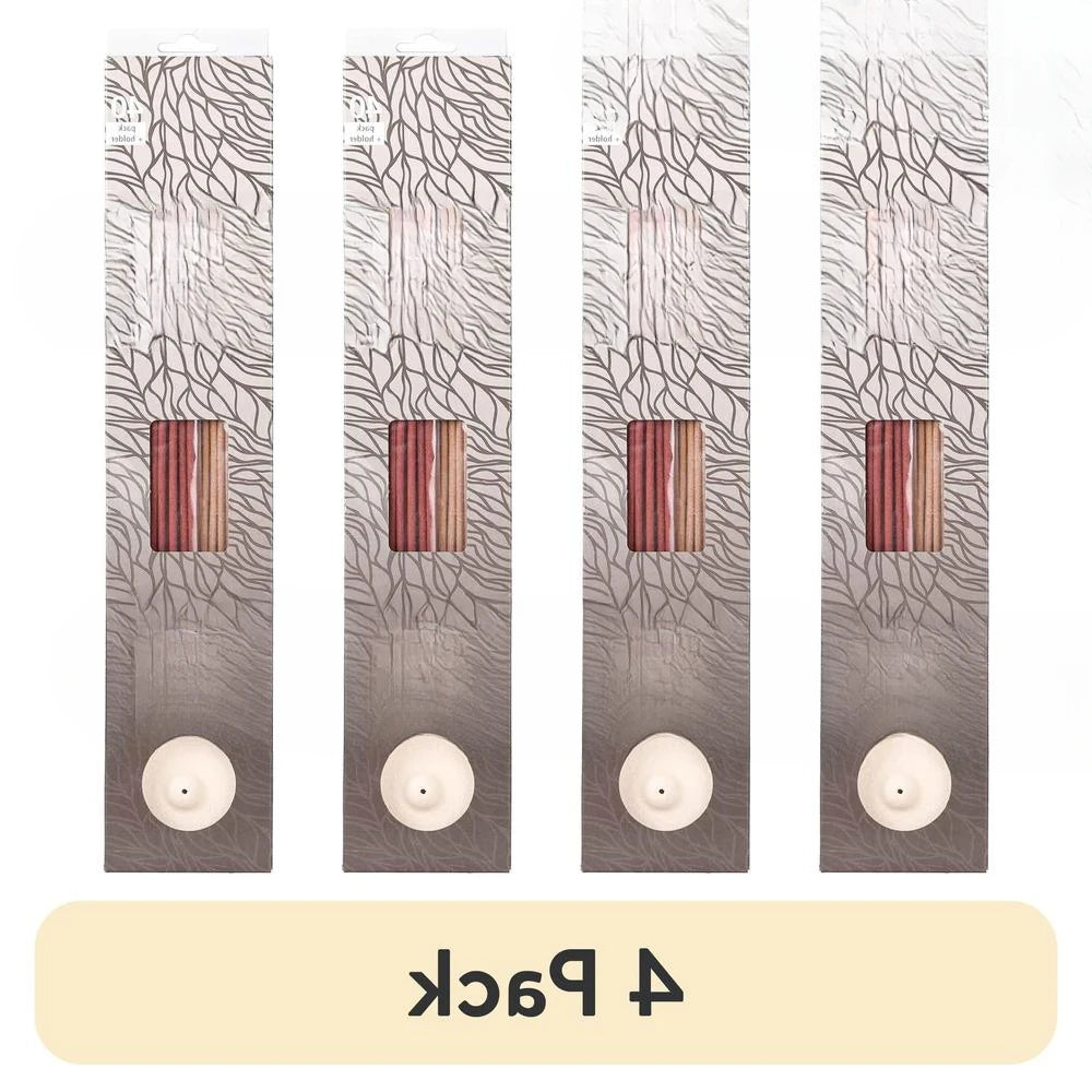 Incense Kit 4 Pack Dragon's Blood Lavender Sandalwood 40 Sticks Holder Aromatherapy Spiritual Relaxation Meditation Scents